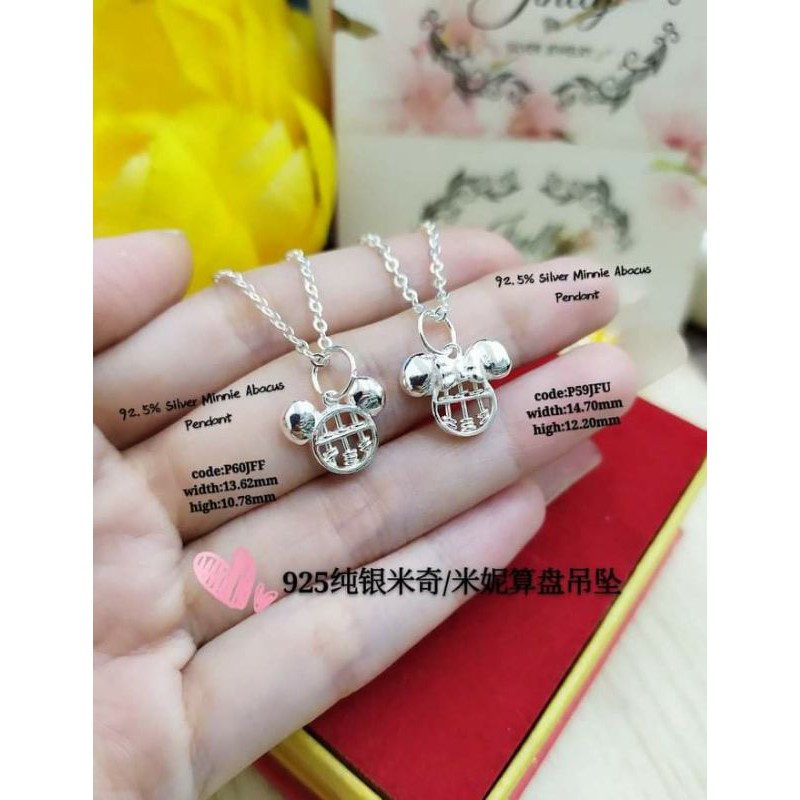 925 silver mickey&minne abacus necklace(925纯银米奇&米妮算盘吊坠项链)*roket sempoa mickey