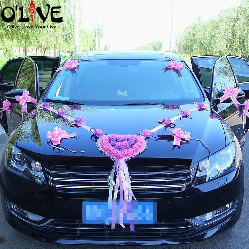 Artificial Flowers Rose Car Decoration Wedding Heart Decorative