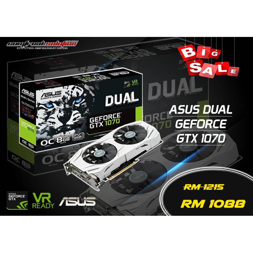 Clearance Stock Asus Dual Gtx1070 O8g Oc Edition Asus Geforce 8gb Gddr5 Memory Shopee Malaysia