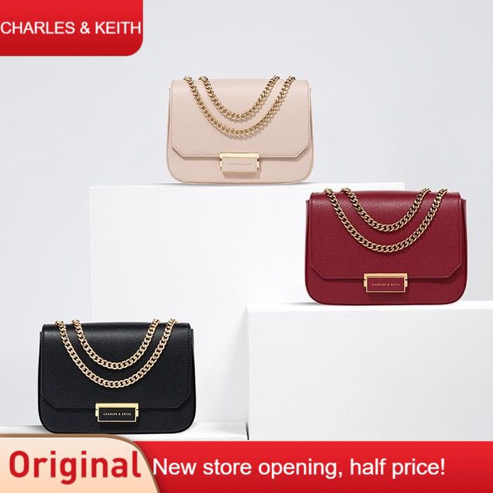 charles and keith red sling bag