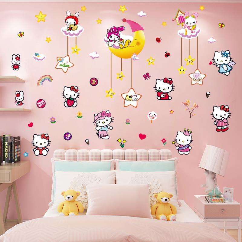 KIDS room wallpaper Girls bedroom sweet and lovely cartoon wall painting sticker  wall stickers princess of children roo | Shopee Malaysia