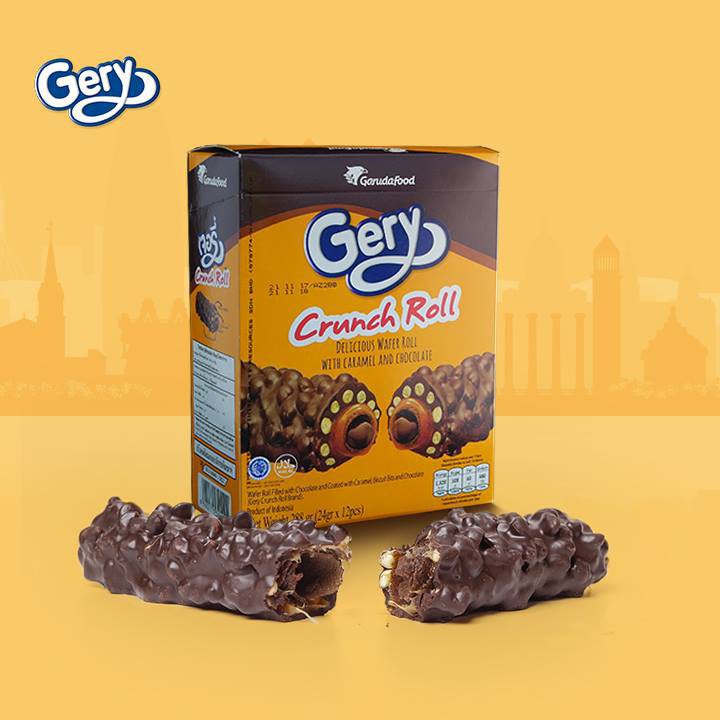 Gery Crunch Roll Wafer Roll With Caramel And Chocolate 24g X 12 Pcs