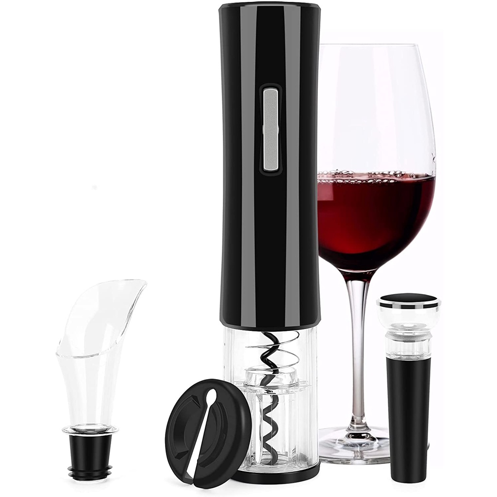 Electric Wine Opener Set Automatic Wine Bottle Opener LED Light Reusable Corkscrew Set with Foil Cutter, Vacuum Stoppers, 4-in-1 Aerator and Pourer Set for Kitchen Bar Restaurant