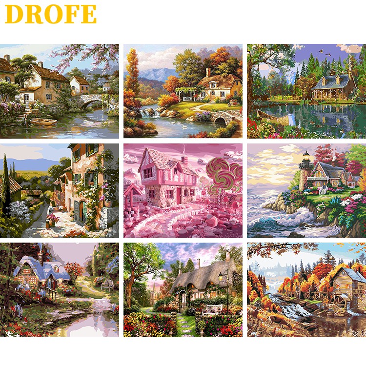 DROFE 【40x50cm】countryside collectionPaint by Numbers unframe wall