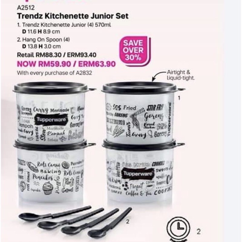 Tupperware Trendz Kitchenette Junior With Spoon 4pcs 570ml