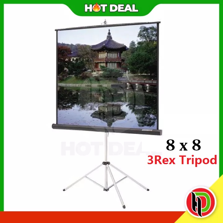 Hotdeal 3REX 8x8 ( 96" x 96 " ) Tripod Projector Screen 8x8 Tripod