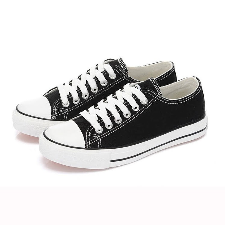 black and white canvas trainers