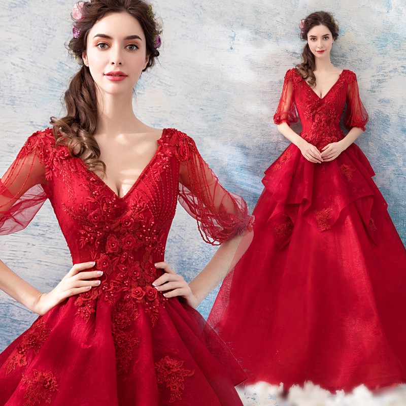 elegant red wedding dresses