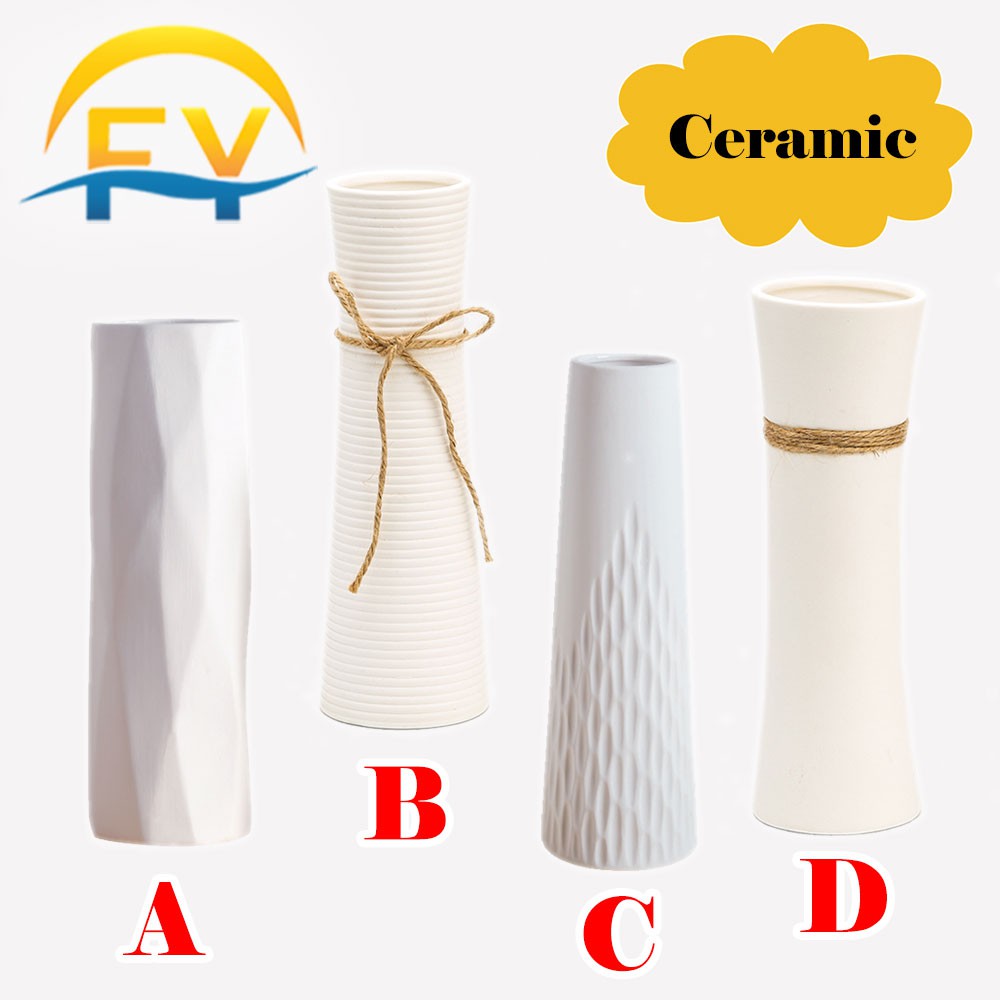 FY Ceramic Vase Porcelain Vase Modern Frosted Design White Pasu Seramik Pasu Bunga Bekas Bunga Flower Pot