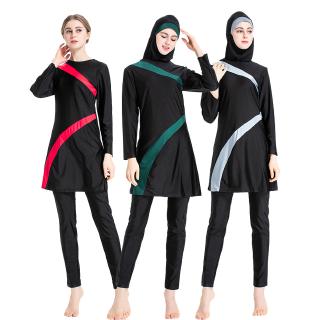 Muslim Three Pieces Swimsuit Women  Long Sleeve Swimwear 