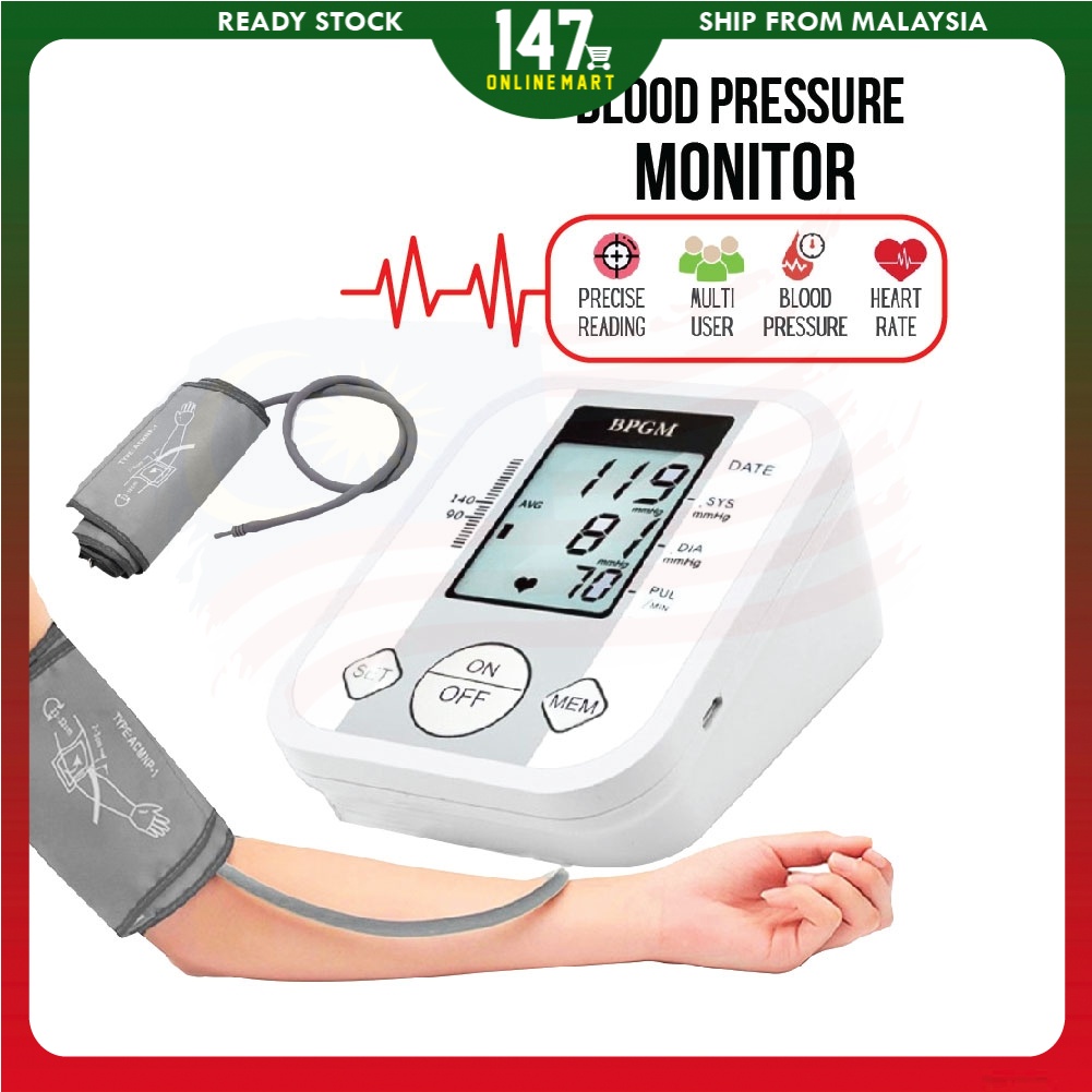 Automatic Digital Blood Pressure Monitor BP Cuff Measuring Instrument Home Machine 血压器 Monitor tekanan darah