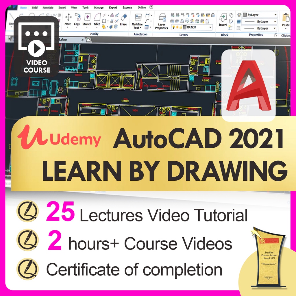 [Video Course] AutoCAD 2021: Learn By Drawing (25 Lectures, 2 Hours+ ...