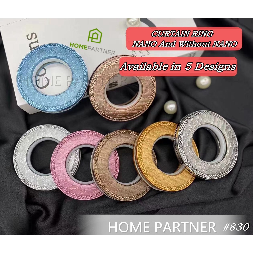 HOME PARTNER EMBOSSED NANO CURTAIN RING / GELANG LANGSIR / RING LANGSIR / EYELET LANGSIR (PCS)