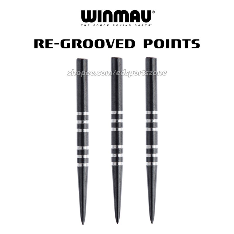 WINMAU 41mm  LONG BLACK RE-GROOVED STEEL TIP DART REPLACEMENT POINTS PACK OF 3 