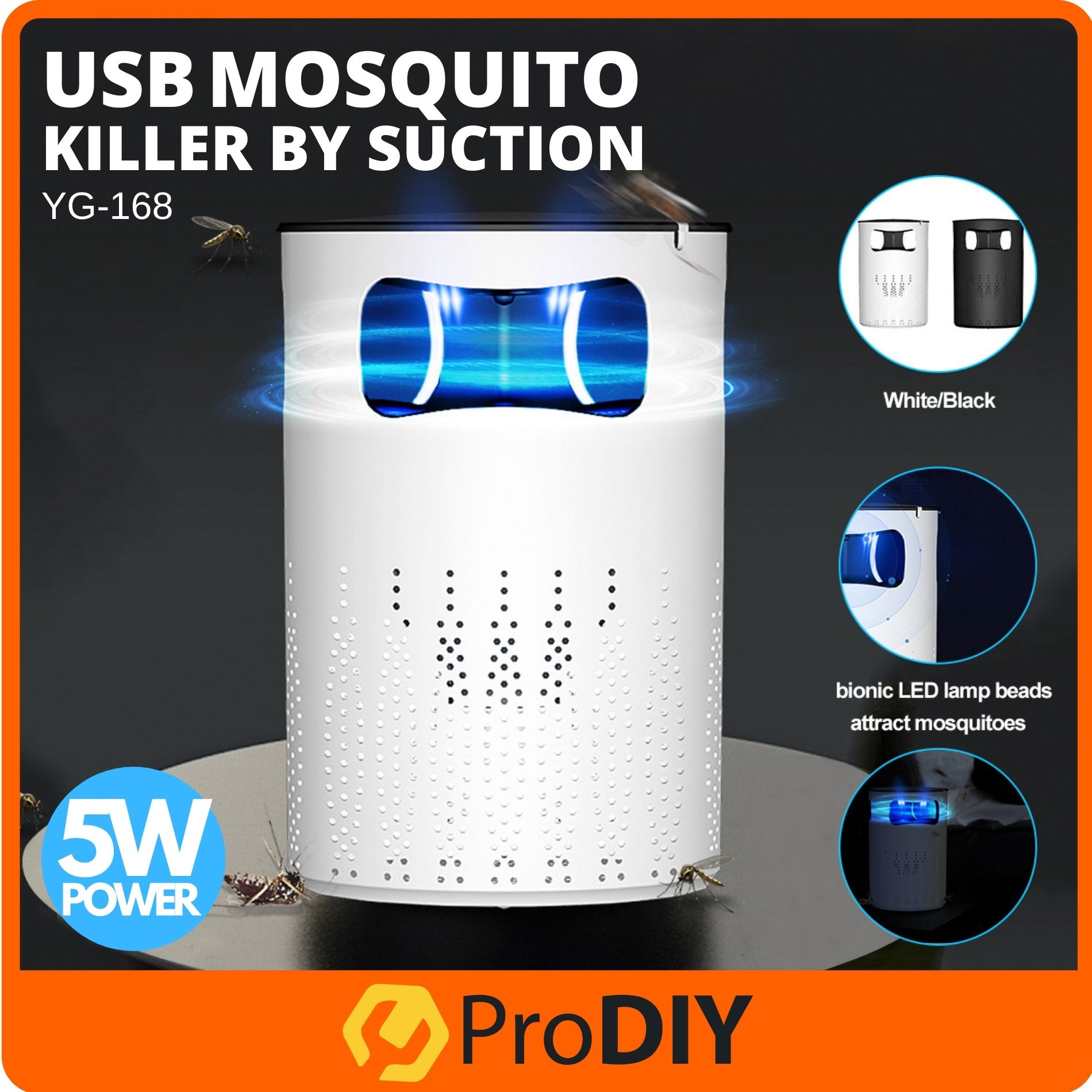 USB Mosquito Killer lamp Repellent Artifact LED Trap Insect Pest Control 5W Kipas Penangkap Penyedut Nyamuk ( YG-168 )