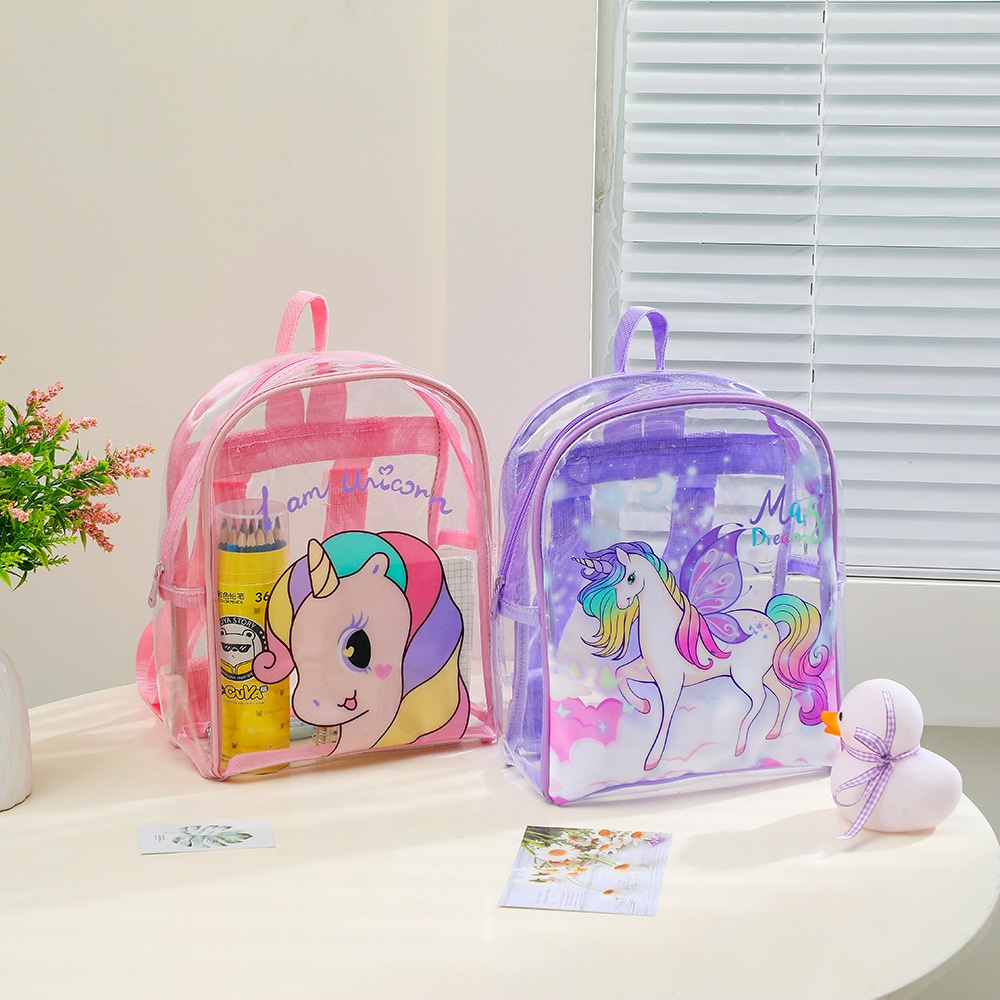 Unicorn PVC Transparent Backpack Jelly Cute Girls School Bag