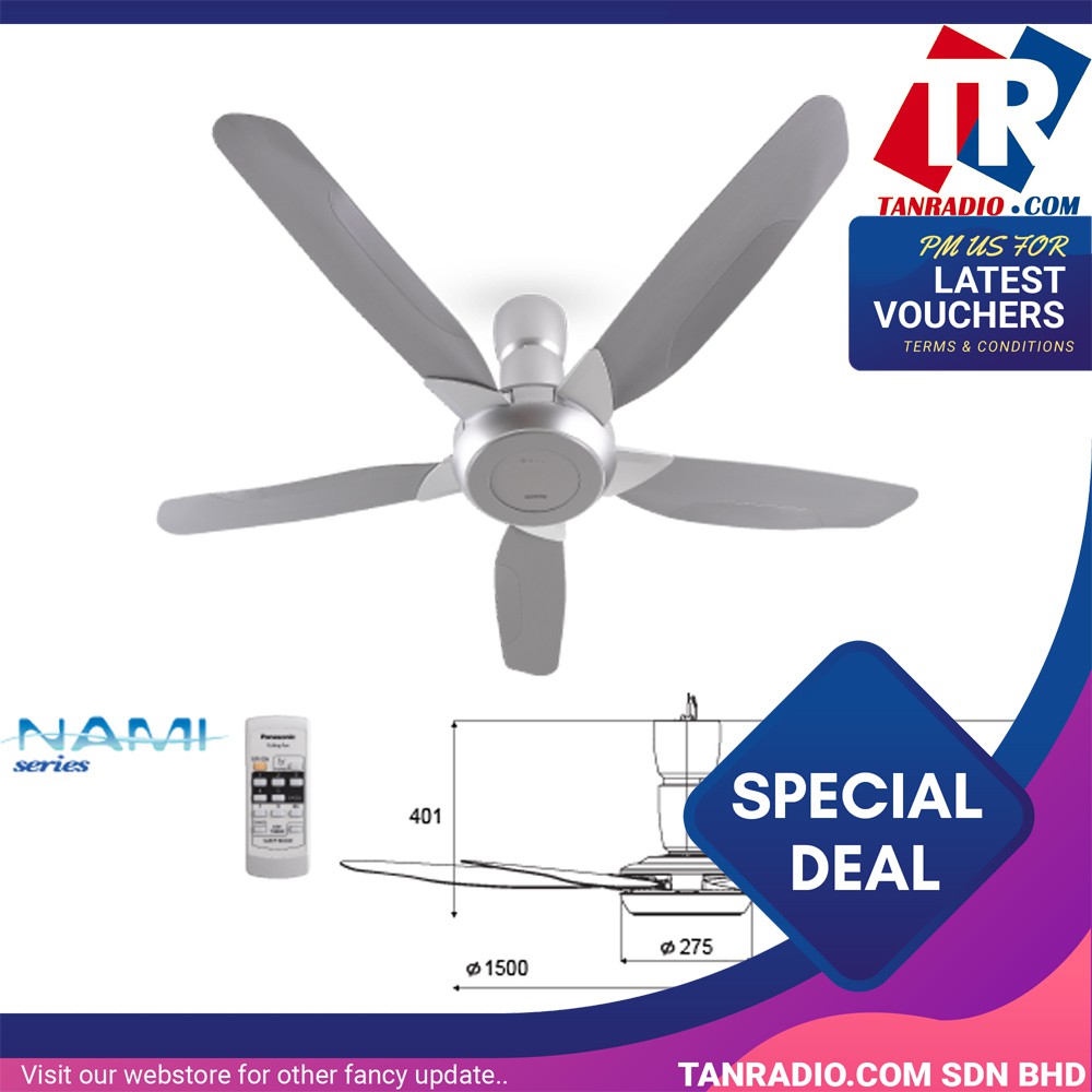 Panasonic Nami 5 Blade Ceiling Fan 150cm F M15e2 Shopee Malaysia