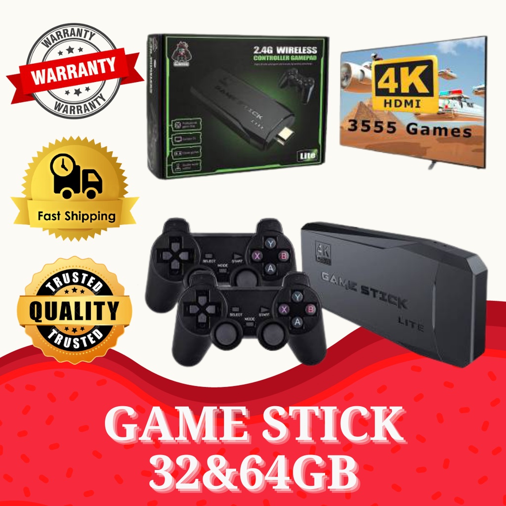 READY STOCK]Game Stick USB Wireless Console Game Stick 4K Video Game  Console Dual Player for PS1/GBA Retro TV Game | Shopee Malaysia