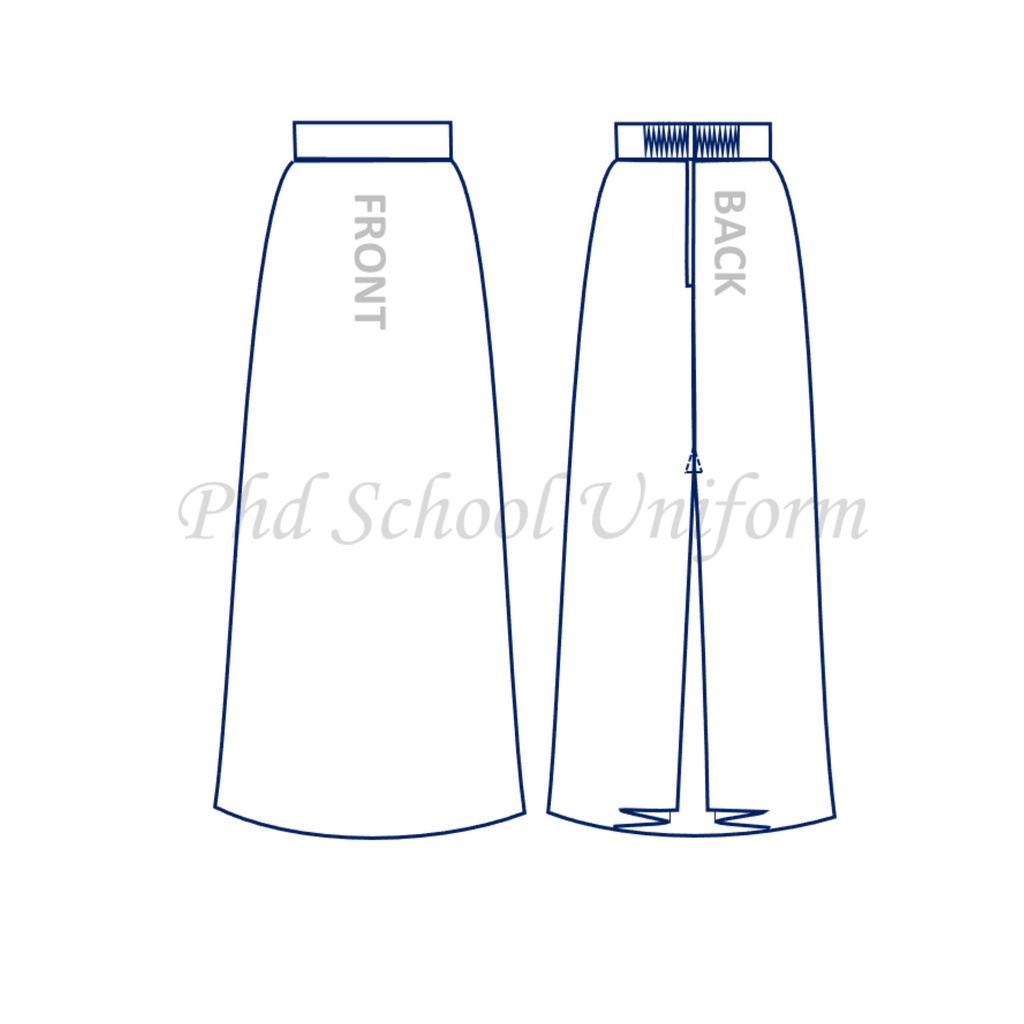 PhD School Uniform (Size SS-XXL) White Maxi | Long Skirt | Skirt Labuh Putih Sekolah Berlipatan Belakang