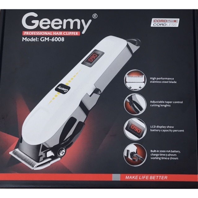 ORIGINAL GM 6008 Rechargeable Gemei ProGemei Geemy Mesin Gunting Rambut Hair Clipper Hair Cutter Hair Trimmer