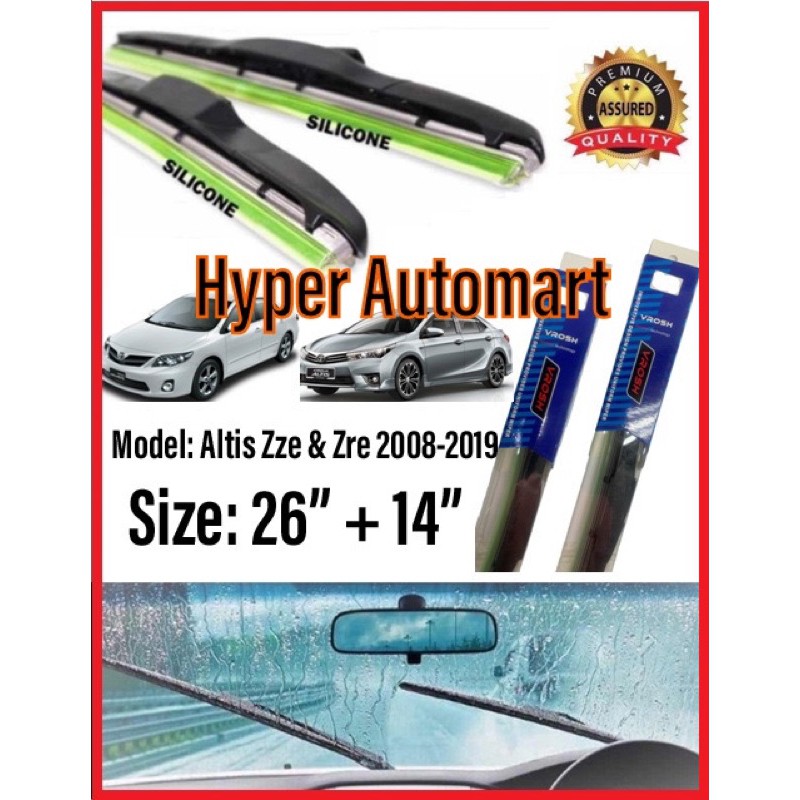 Pair Toyota Altis Zze Zre Soft Silicone Mugen S Wiper Blade Inch Inch Kereta