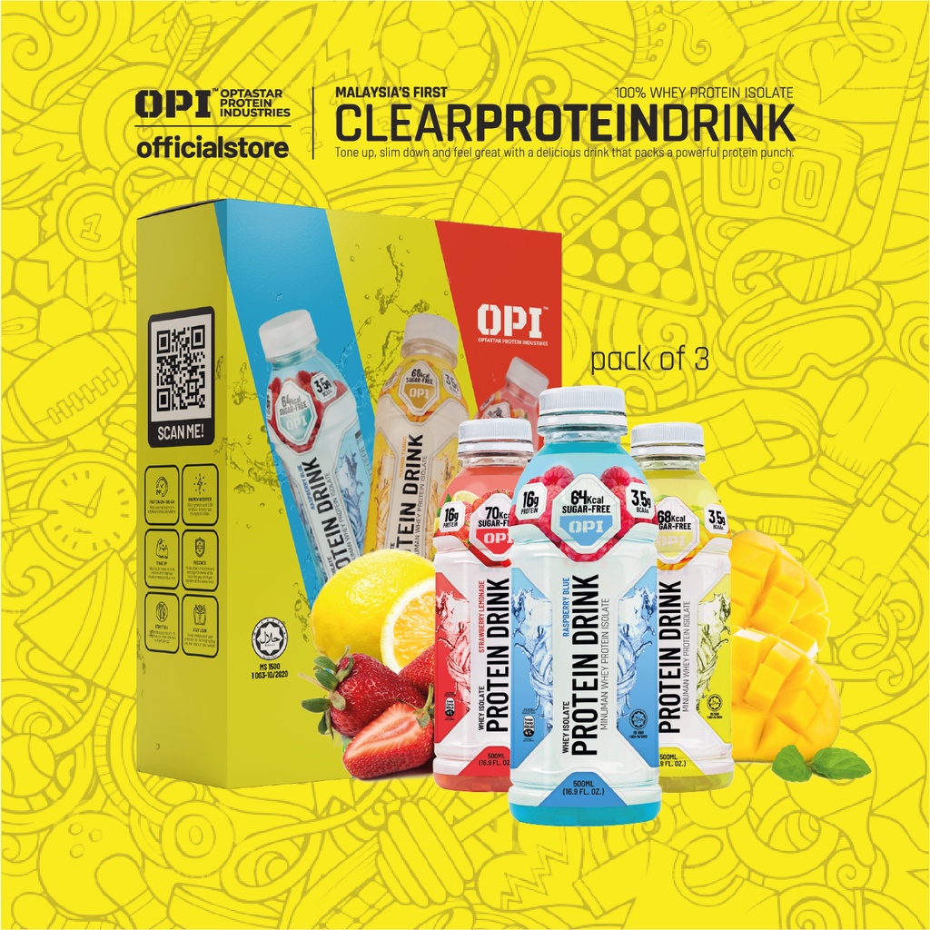 OPI CLEAR PROTEIN DRINK (500ML x 3) PACK OF 3 (CHOOSE YOUR FLAVOURS) Shopee Malaysia