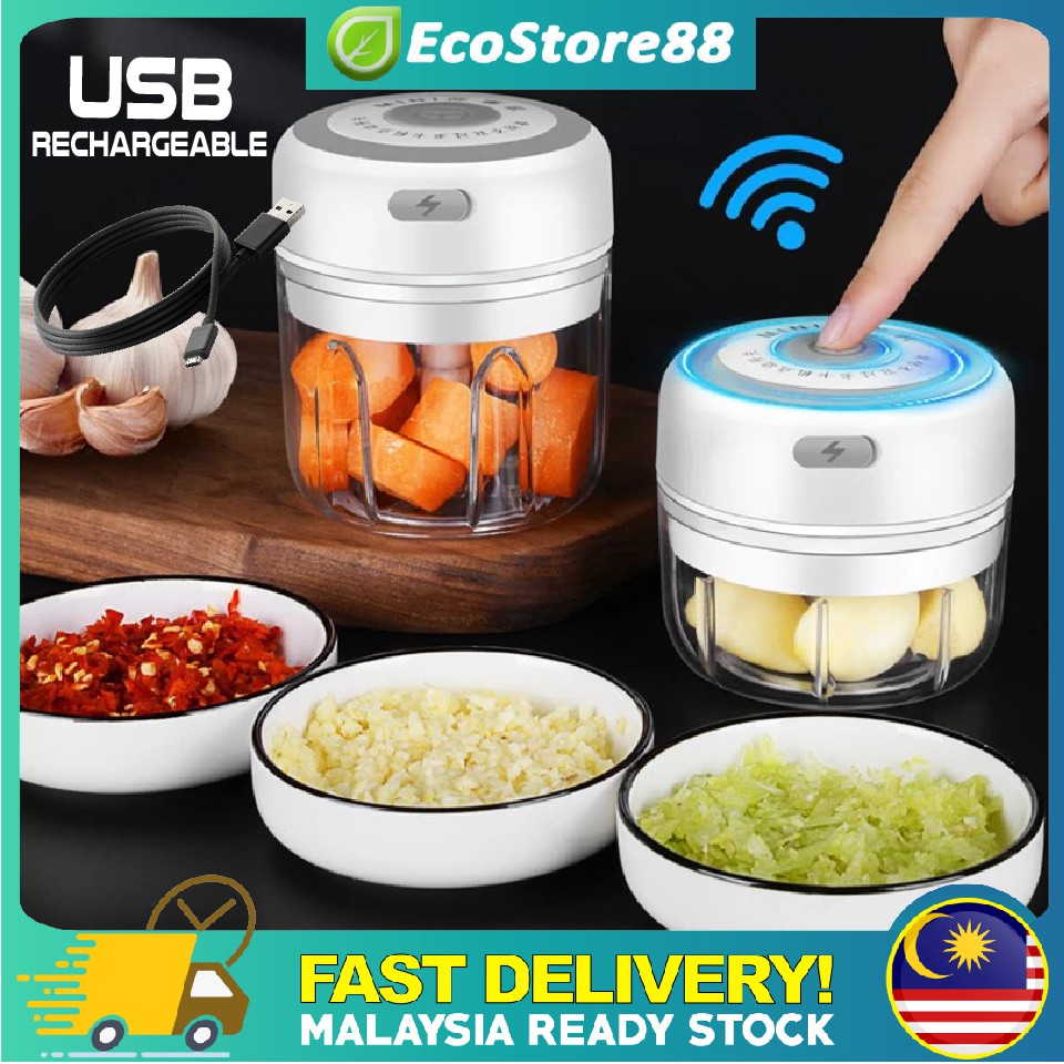 100/250ML Mini Blender Garlic Chopper Electric Food Chopper Portable Blender Food Processor Meat Grinder Cincang Bawang