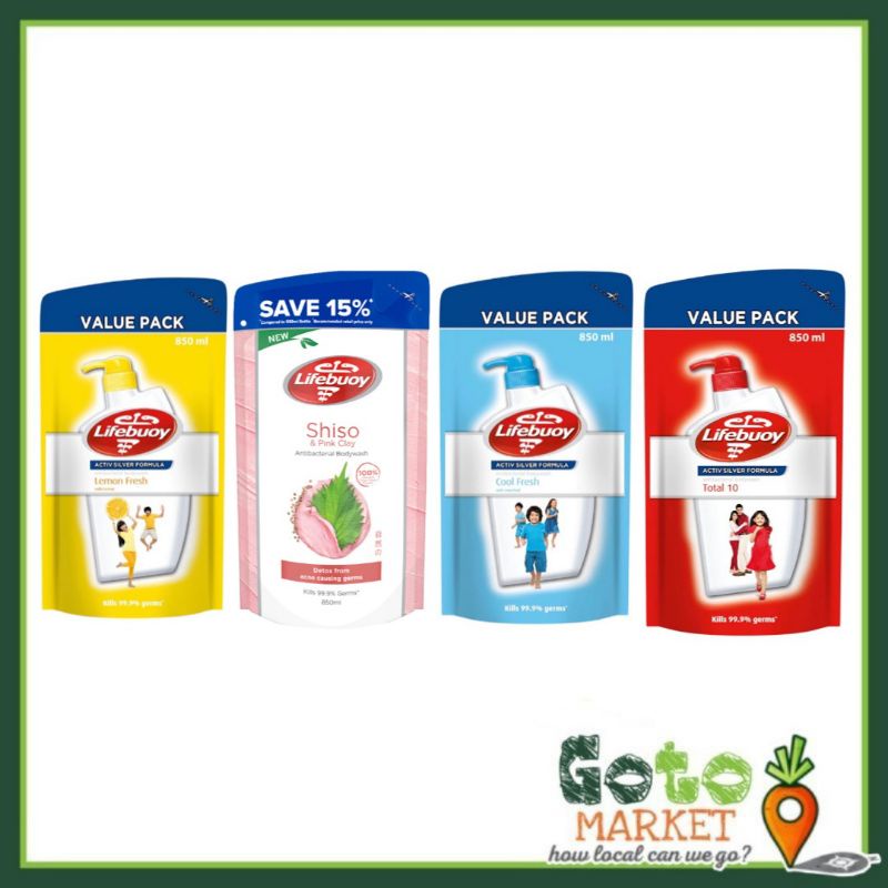 Lifebuoy Total 10/Cool Fresh Body Wash Refill Pack (850ml) Shopee