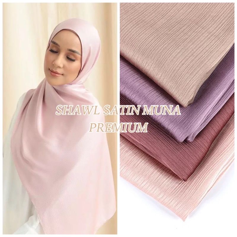 Shawl Satin Ombra / Muna Textured Raya - Tudung, Babyseam, Banyak Warna Available!2023 Ready Stock