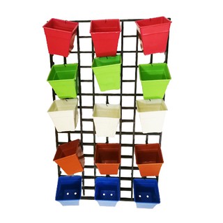 VERTICAL GARDEN PLASTIC FLOWER POTS WITH HOLDER 5 COLORS VERTICAL GARDEN PLASTIC FLOWER POTS WITH HOLDER 5 COLORS