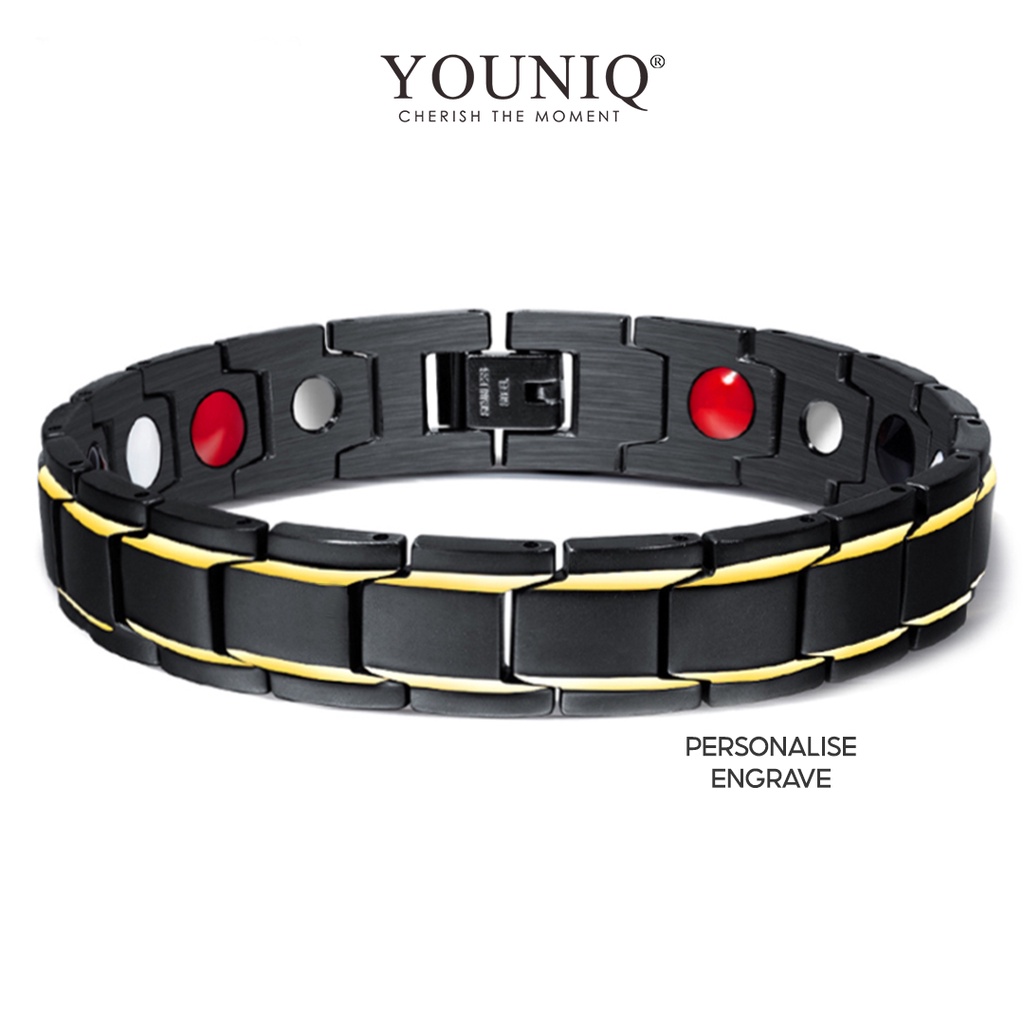 YOUNIQ Full Titanium Steel Black / Silver Bracelet Magnet Health Therapy  Men EN | Shopee Malaysia