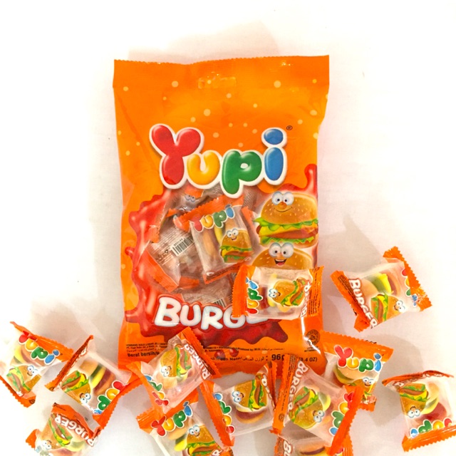 Yupi 96gm Burger Gummy Sweet Candies Childhood Snack Makanan Ringan Gula Gummi Burger Zaman Kanak Sweet House 3006