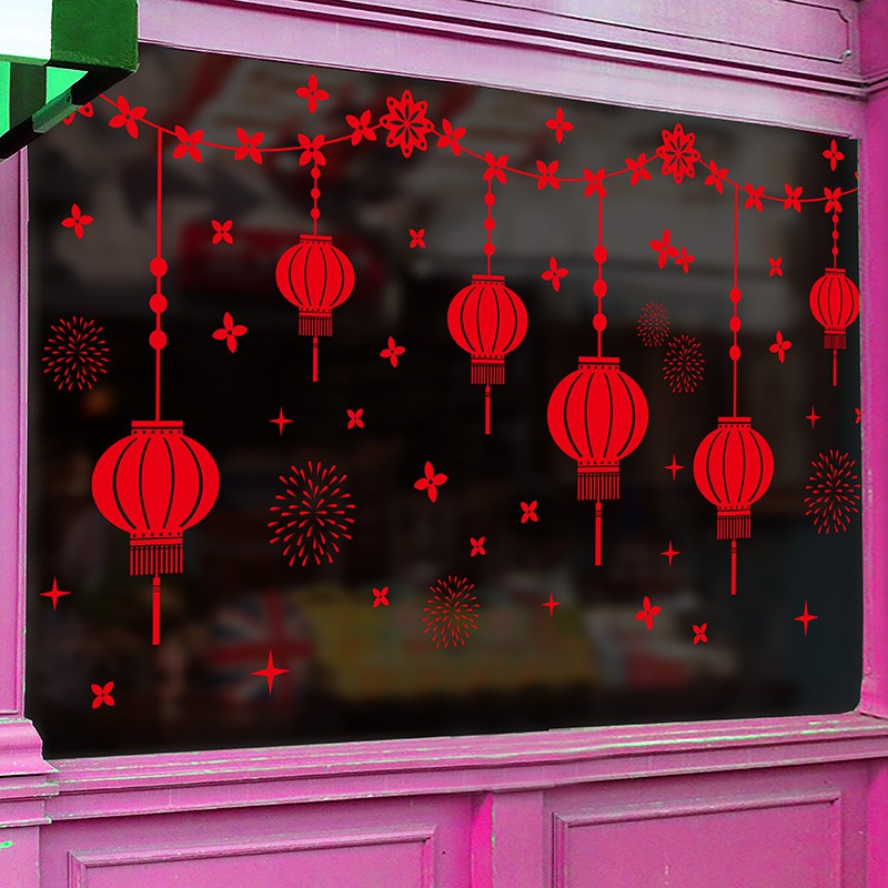 Window Chinese New Year Decoration New Year Decoration Glass Door