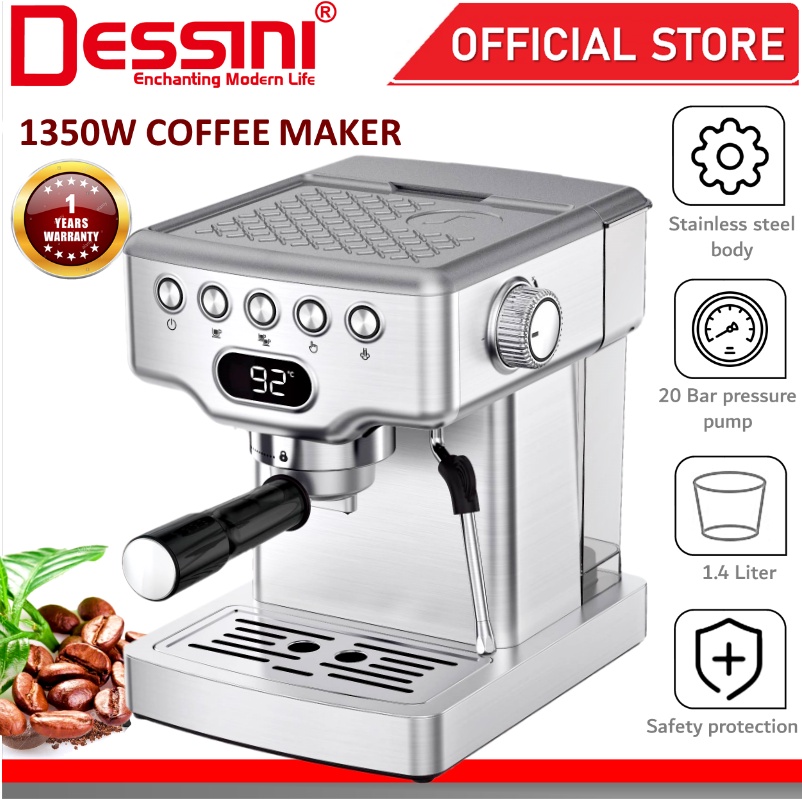 DESSINI ITALY 20 Bar Espresso Coffee Maker Brew Froth Cappuccino Latte