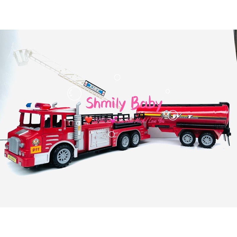 911 Big Fire Rescue Truck Carry With Excavator And Bomba Lorry Shopee Malaysia