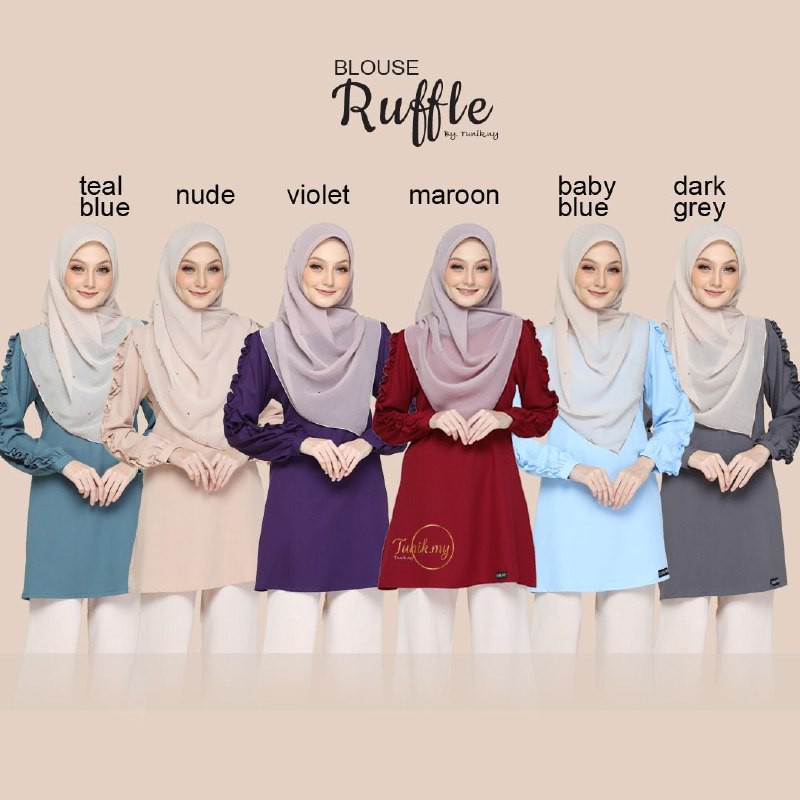 READY STOCK BAJU  BLOUSE  RUFFLE CASUAL MUSLIMAH Shopee  