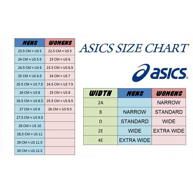 asics size guide