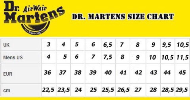 dr martens size chart in cm