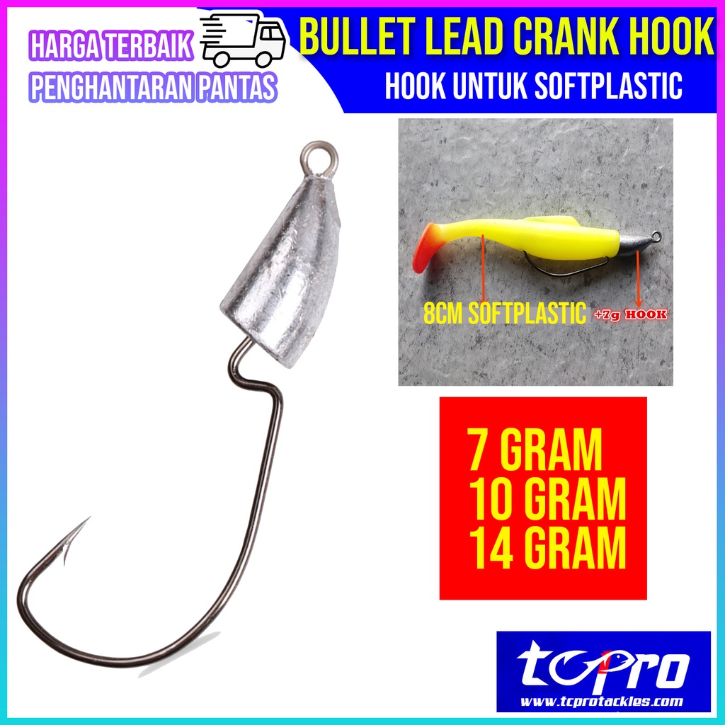 Lead Crank Hook Soft bait fishing plastic 7g 10g 14g Fishing Jig Head