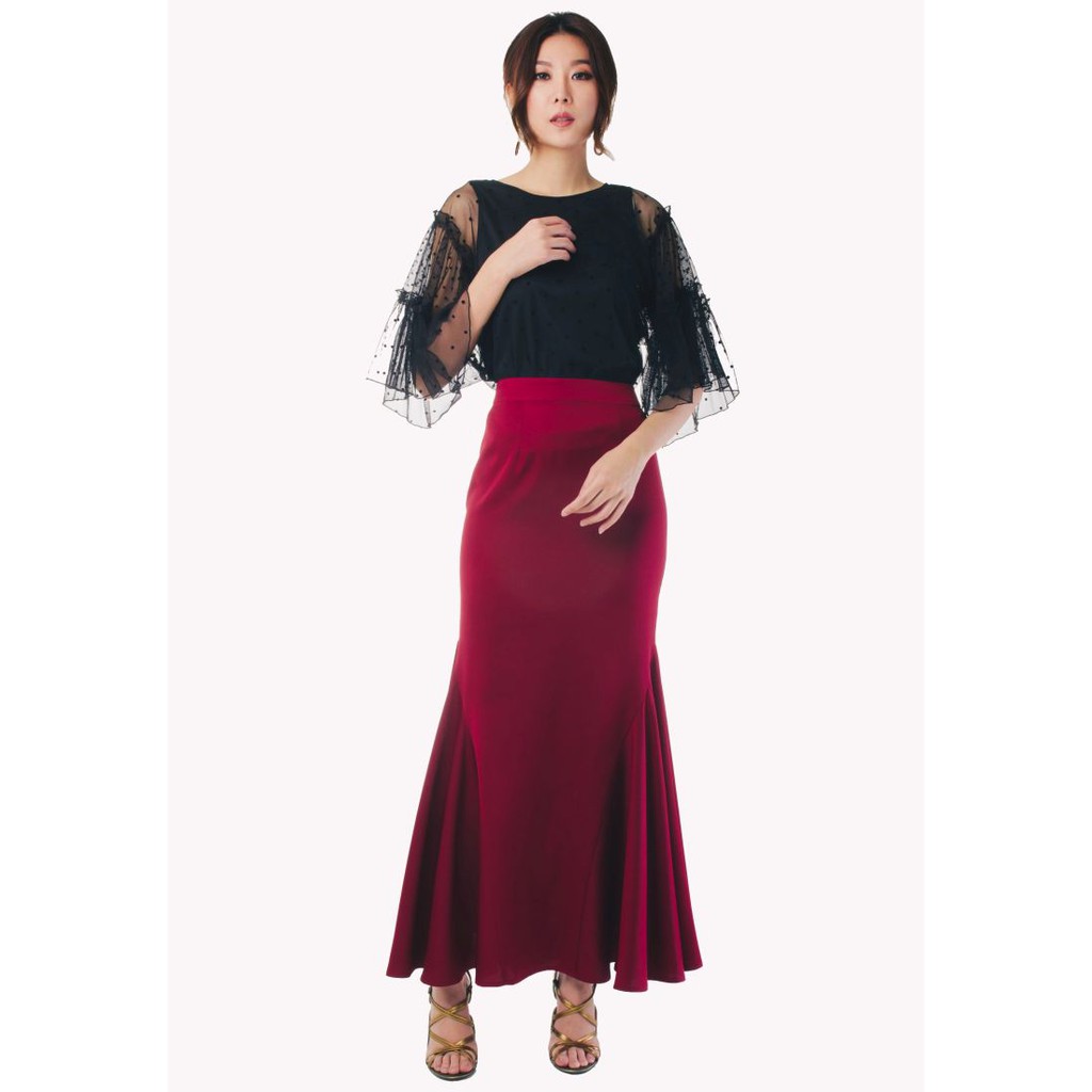 nichii Satin Mermaid Skirt in Maroon (CC339-18050) | Shopee Malaysia