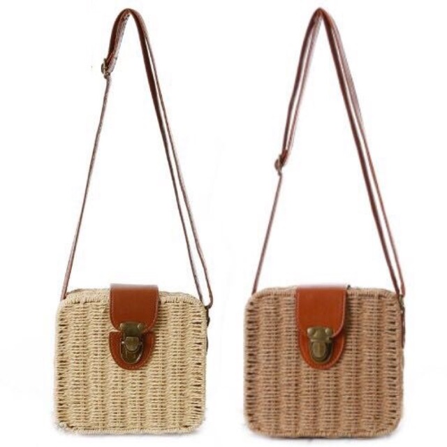 rattan square bag