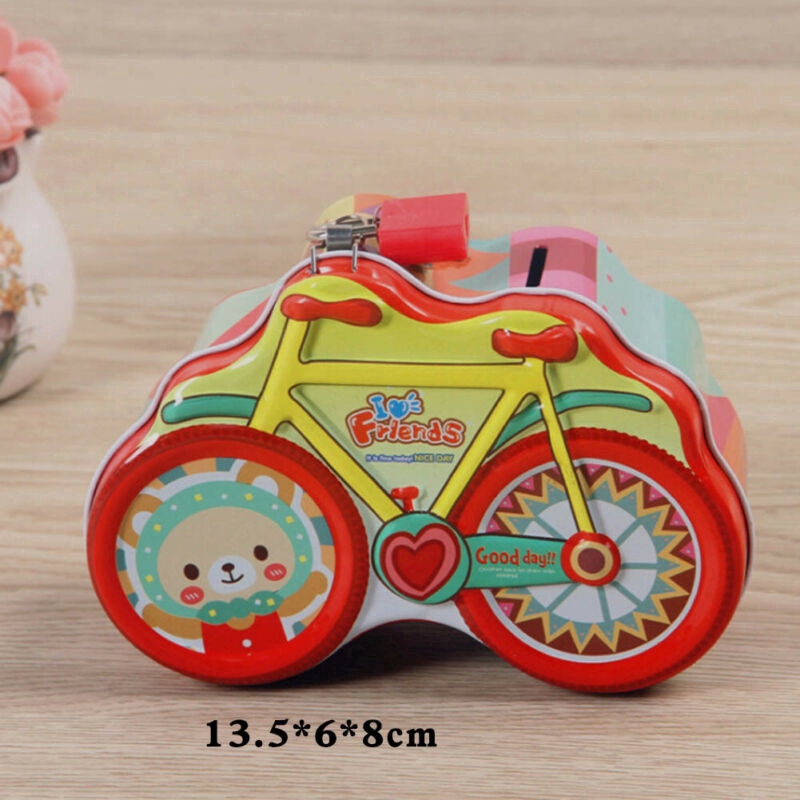 Tifui Children Festival Gift Cartoon Pink Red Car Bi!   ke Bank Money Box Coins - 