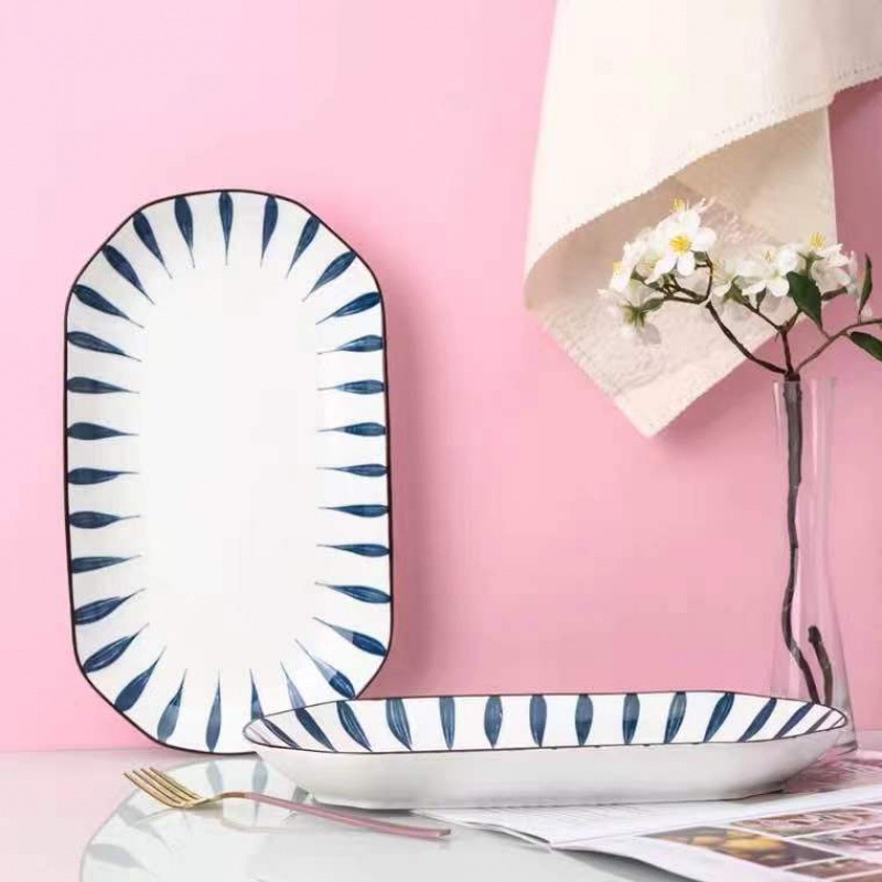 XH Rectangular Grilled Fish Dish2Only Ceramic Fish Plate Dish New