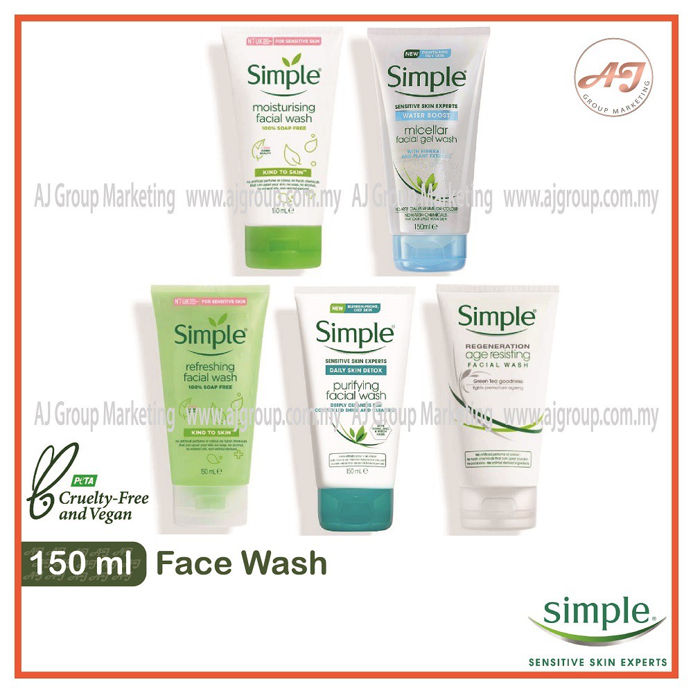 Simple Face Wash (150ml) [Triple Action / Refreshing / Age Resisting