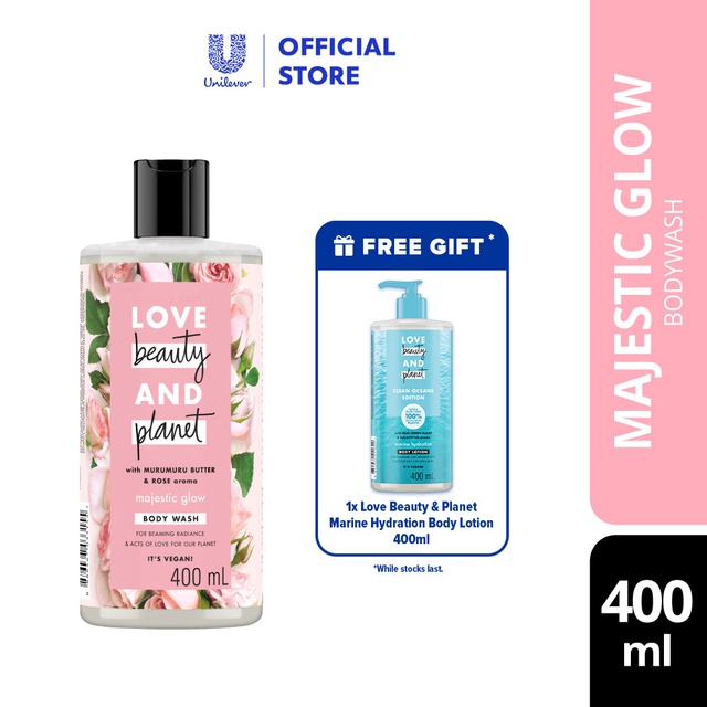 Love Beauty & Majestic Glow Body Wash 400ml FREE Body Lotion