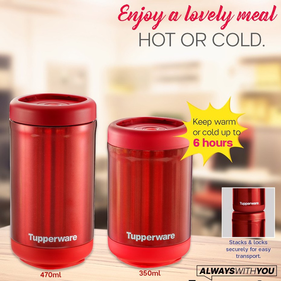 Tupperware Stacking Thermal Flask Set - 1 X 350ml Stacking Thermal Flask /1 X 470ml Stacking Thermal Flask