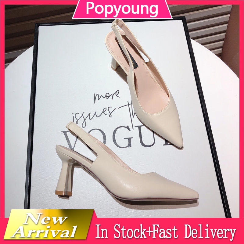 Versatile French High Heel Sandals Single Buckle Chunky Heel Sandals Korean Fashion Women's Shoes Ladies High Heels Sandals