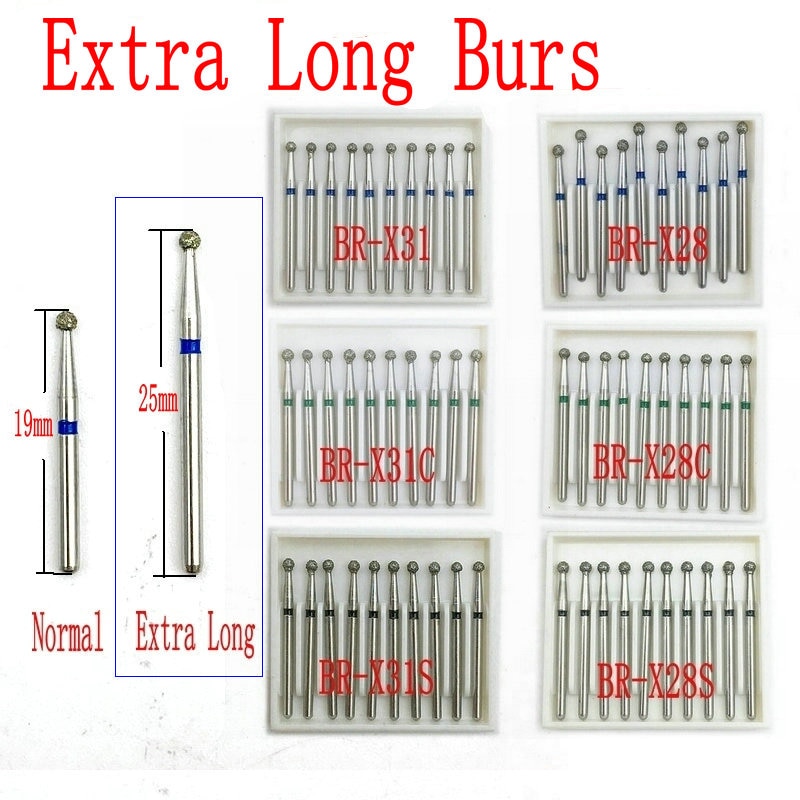 Extra Long Dental Diamond Burs FG Diaburs 1.6mm Shank for High Speed