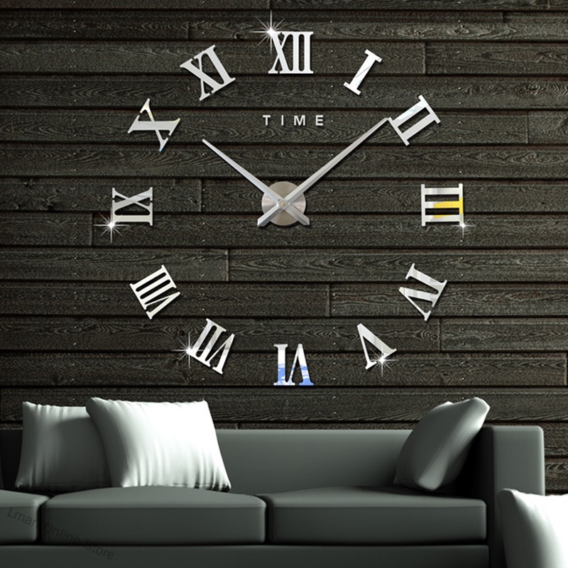 Lmart Online Store Fashionable Roman Numeral Wall Clock DIY Wall Ornament Home Office Hotel Decoration Gift