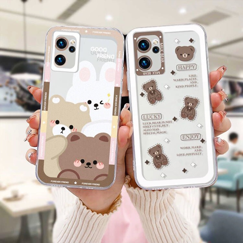 Transparent Shockproof Phone Case OPPO A57 A57E A57S A77 Reno 4 5 5K 6 7 8 F21PRO A57 A57E A57S A77 Reno 4 5 5K 6 7 8 F21PRO  Case A95 A16 A53 A1K A54 A74 A3S A72 A52 A7 A15 A16K A5 A11   Reno 7 5 6 5F Soft Tpu Teddy Bear Back Cover